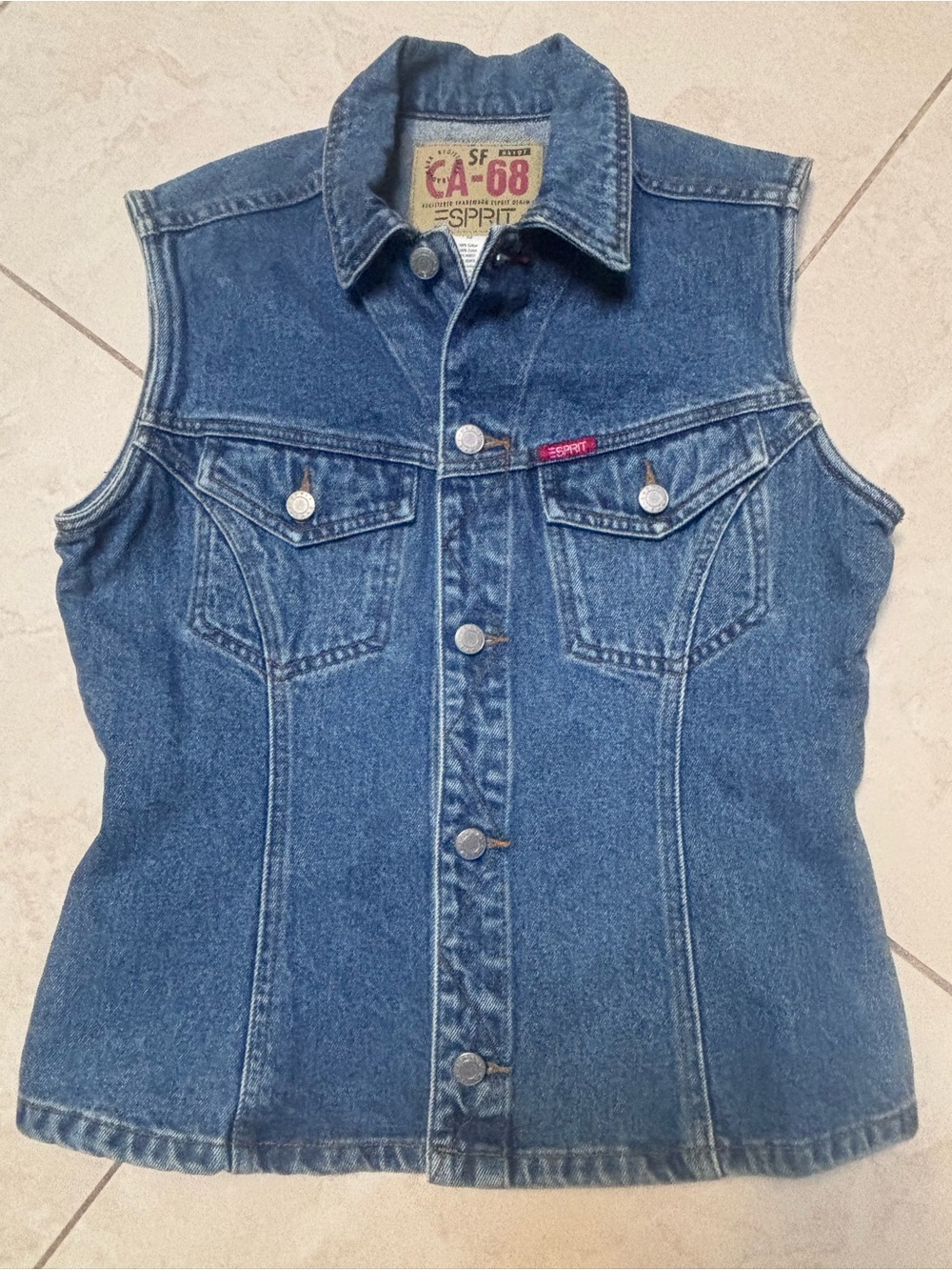Esprit Denim Sleeveless Jacket - Blue